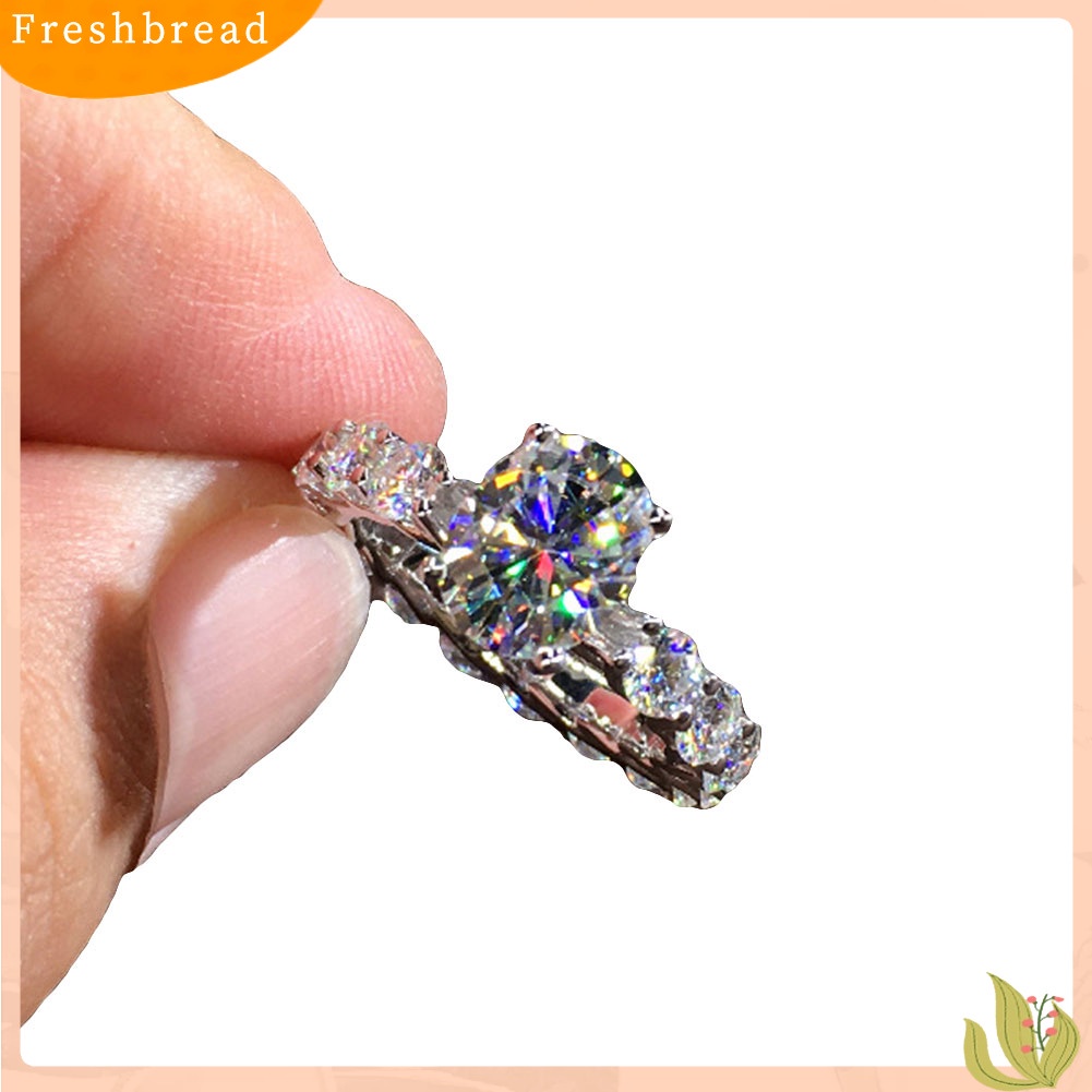&lt; Freshbread &gt; Wanita Elegan Penuh Berlian Imitasi Bertatahkan Jari Cincin Pernikahan Pertunangan Perhiasan Hadiah