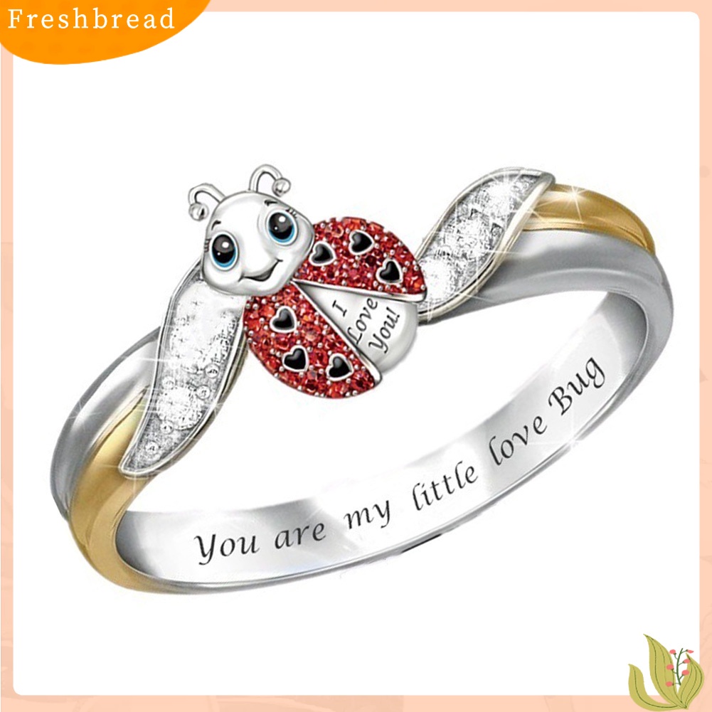 &lt; Freshbread &gt; Fashion Wanita Berlian Imitasi Hias Ladybird Hewan Jari Cincin Pesta Perhiasan Hadiah