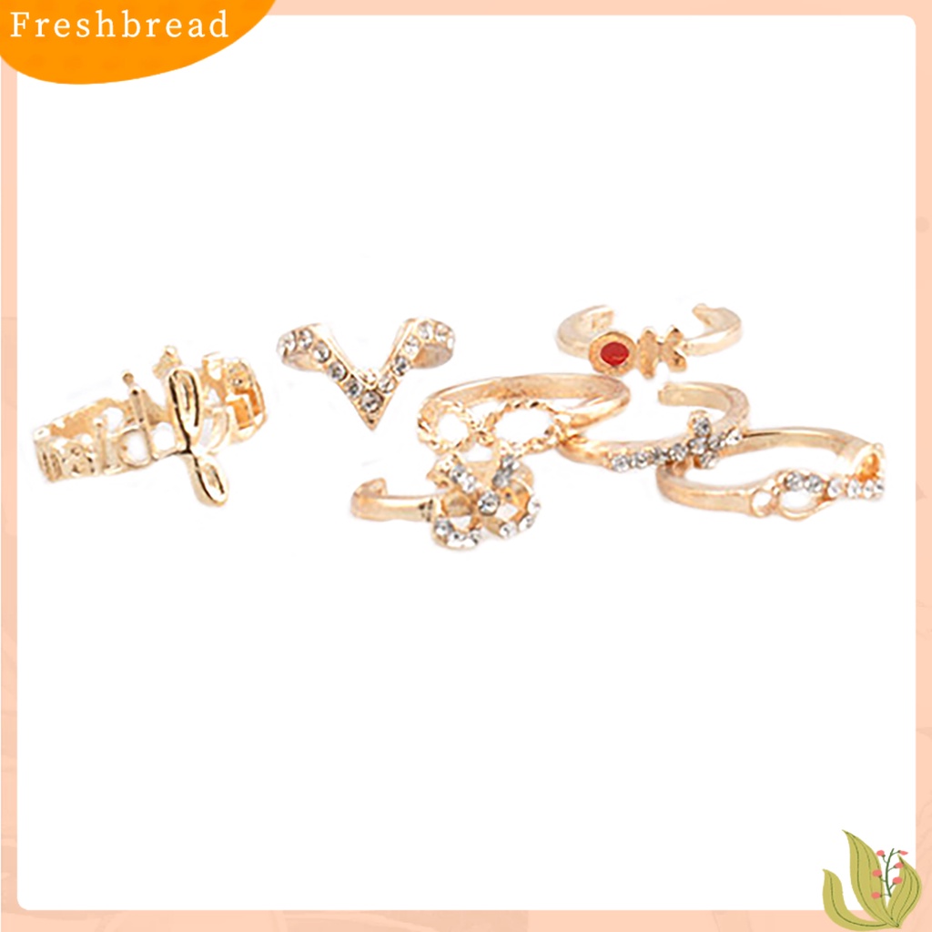 &lt; Freshbread &gt; 7Pcs Cincin Open Ring Stackable Alloy Bentuk Kupu-Kupu Cincin Midi Untuk Pesta