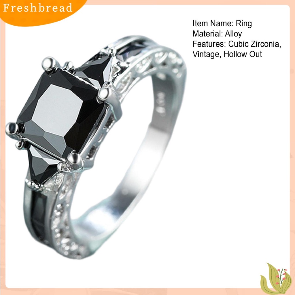 &lt; Freshbread &gt; Wanita Cincin Cubic Zirconia Eropa Dan Amerika Berongga Keluar Vintage Geometris Dekorasi Bersinar Lady Janji Pernikahan Band Cincin Perhiasan Aksesori