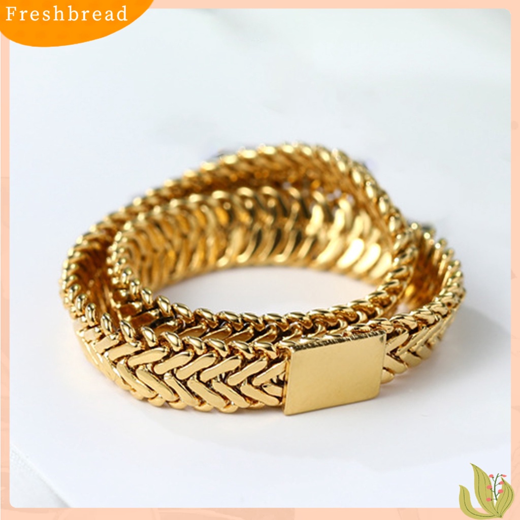 &lt; Freshbread &gt; Simple Snake Bone Chain Copper Double Layer Stack Cross Ring Cincin Jari Untuk Tanggal