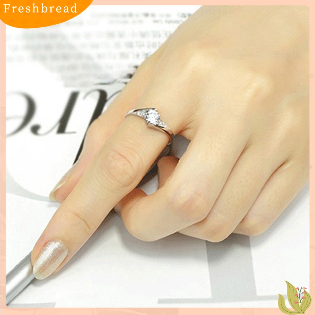 &lt; Freshbread &gt; Wanita Chic Cubic Zircon Sterling Silver Disepuh Alloy Pertunangan Pernikahan Cincin