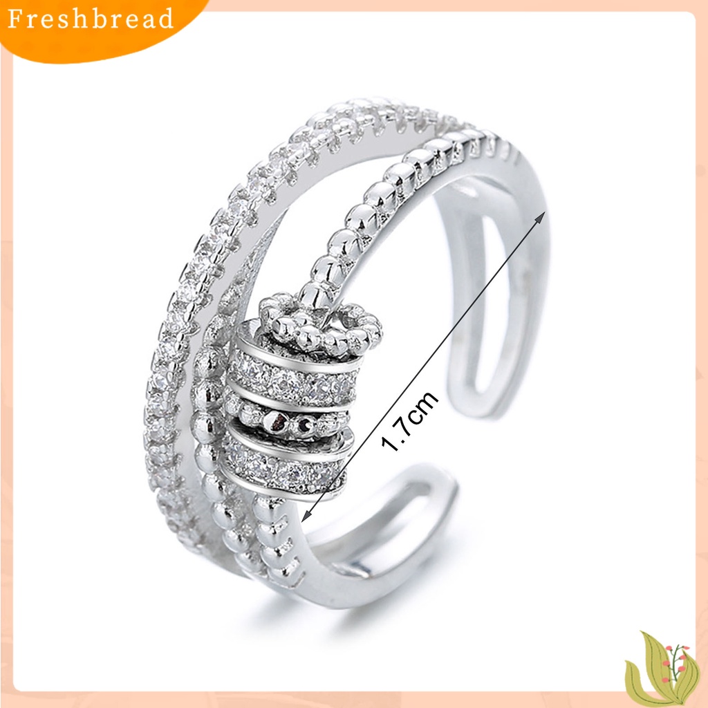 &lt; Freshbread &gt; Wanita Cincin Spiral Manik Relief Pressure Jewelry Putar Berlian Imitasi Finger Ring Untuk Pakaian Sehari-Hari