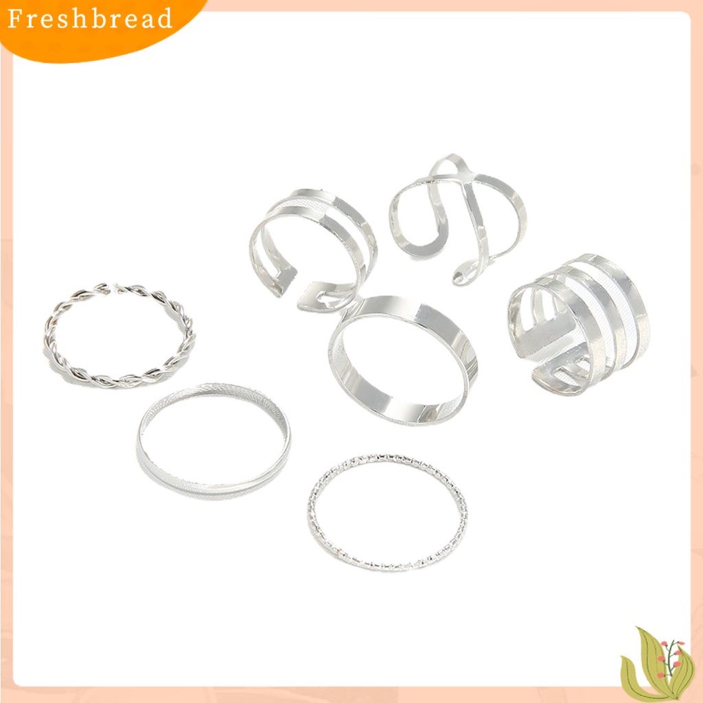 &lt; Freshbread &gt; 8Pcs/Set Cincin Fashion Cincin Jari Desain Melintir Geometris Dapat Ditumpuk Elegan Untuk Wanita