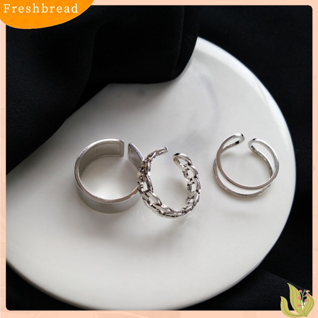 &lt; Freshbread &gt; 3Pcs Cincin Wanita Kepribadian Hip-hop Adjustable Open End Finger Joint Dekorasi