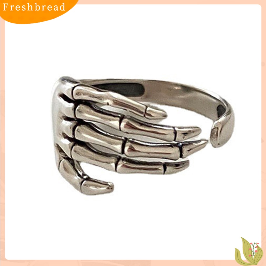 &lt; Freshbread &gt; Cincin Wanita Tulang Bukaan Tangan Resizable Retro Jewelry Adjustable Finger Ring Untuk Halloween