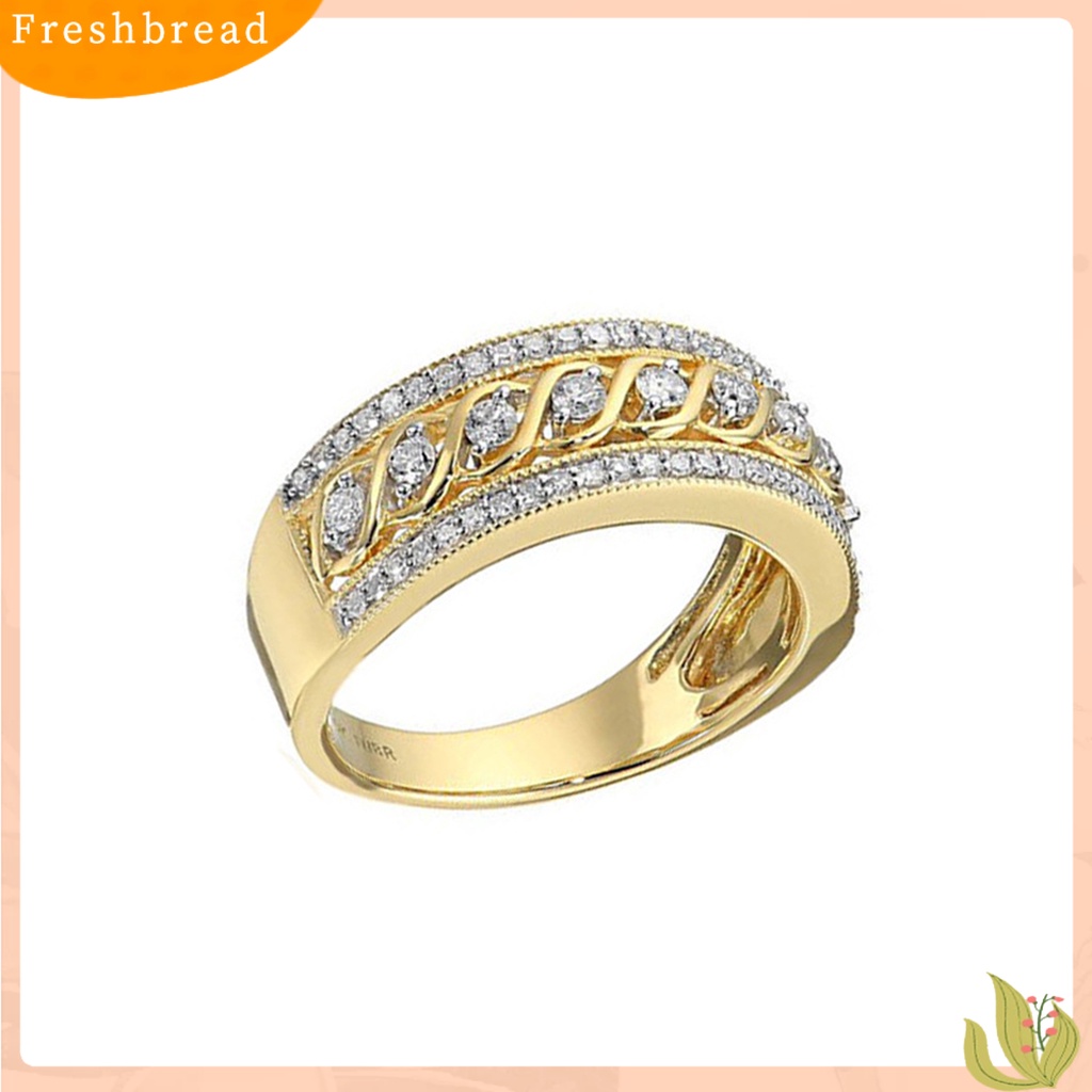 &lt; Freshbread &gt; Wanita Cincin Gaya Barat Berongga Memutar Emas Unisex Bling Berlian Imitasi Pria Jari Cincin Perhiasan Aksesoris