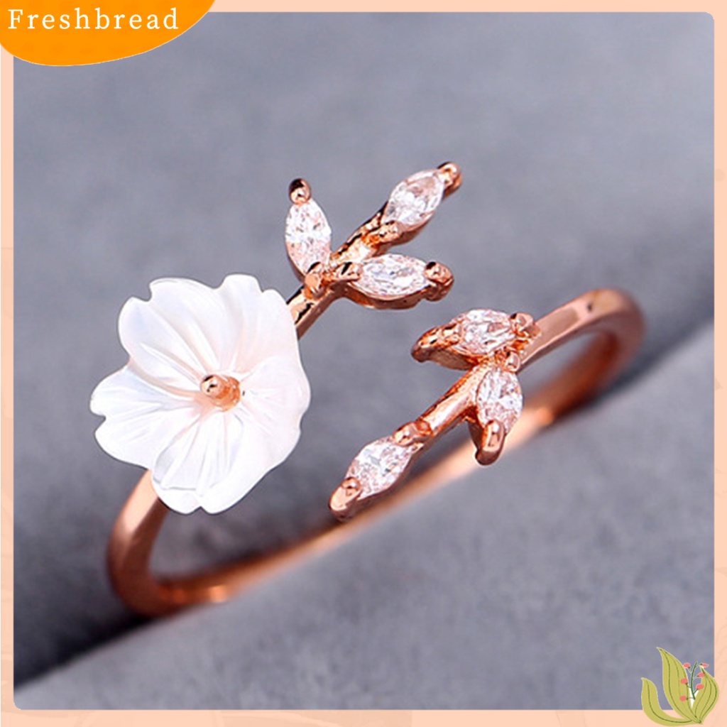 &lt; Freshbread &gt; Cincin Jari Cabang Pohon Bunga Rhinestones Perhiasan Ringan Terang Kilau Ring Untuk Tunangan