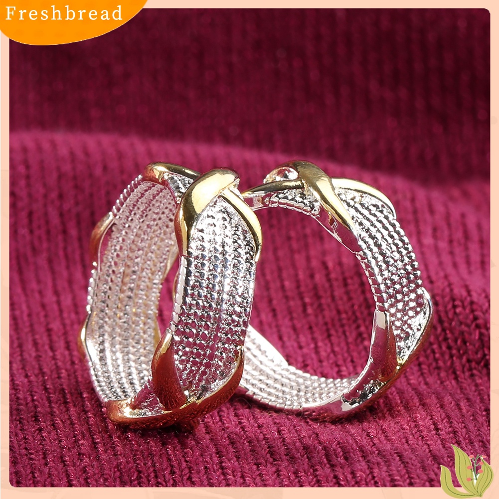 &lt; Freshbread &gt; Cincin Kawin Wanita X Perak Lapis Emas Perhiasan Fashion Ukuran6 7 8 9
