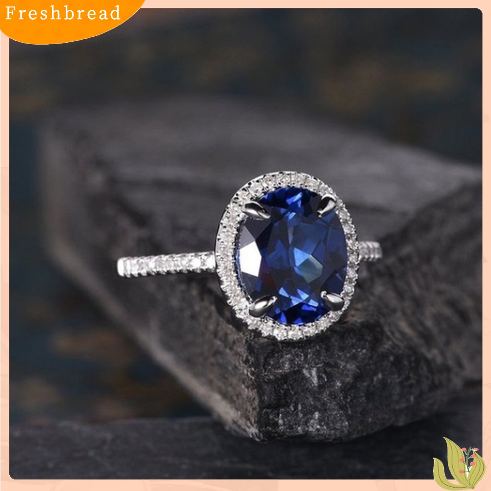 &lt; Freshbread &gt; Fashion Lady Oval Cubic Zirconia CZ Jari Cincin Pengantin Pernikahan Pertunangan Perhiasan