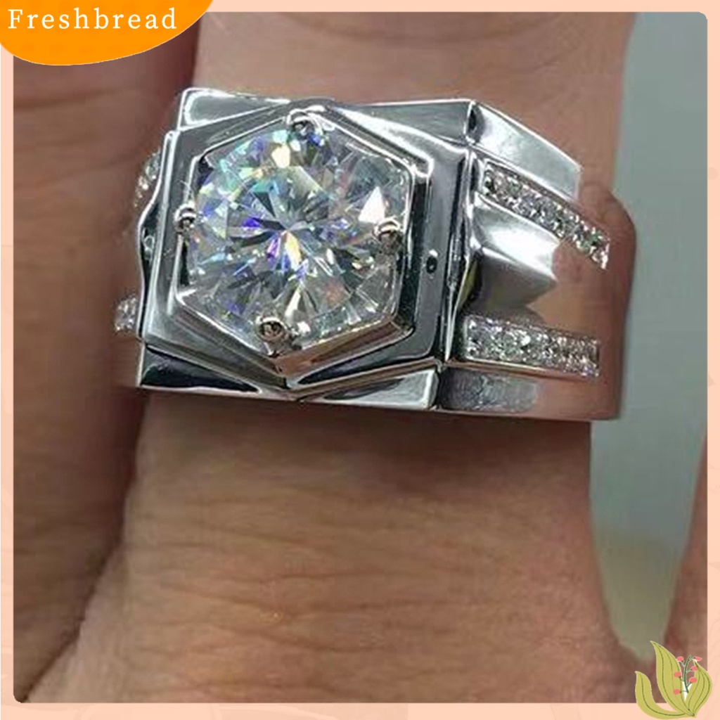 &lt; Freshbread &gt; Cincin Mewah Tidak Luntur Berlian Imitasi Bertatahkan Berlian Imitasi Perhiasan Cincin Jari Untuk Pernikahan