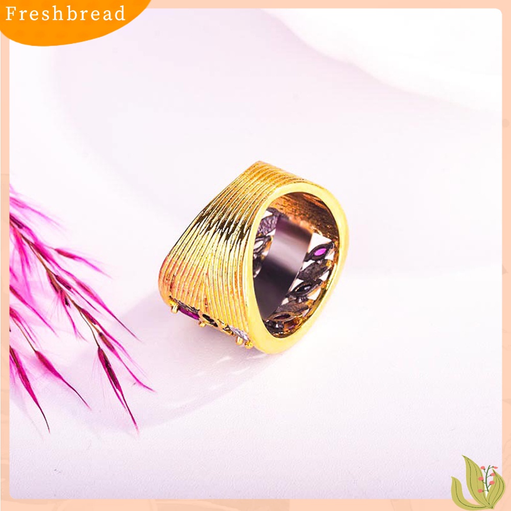 &lt; Freshbread &gt; Gaya Gothic Mewah Multicolor Faux Gemstone Plated Cincin Pertunangan Perhiasan Hadiah