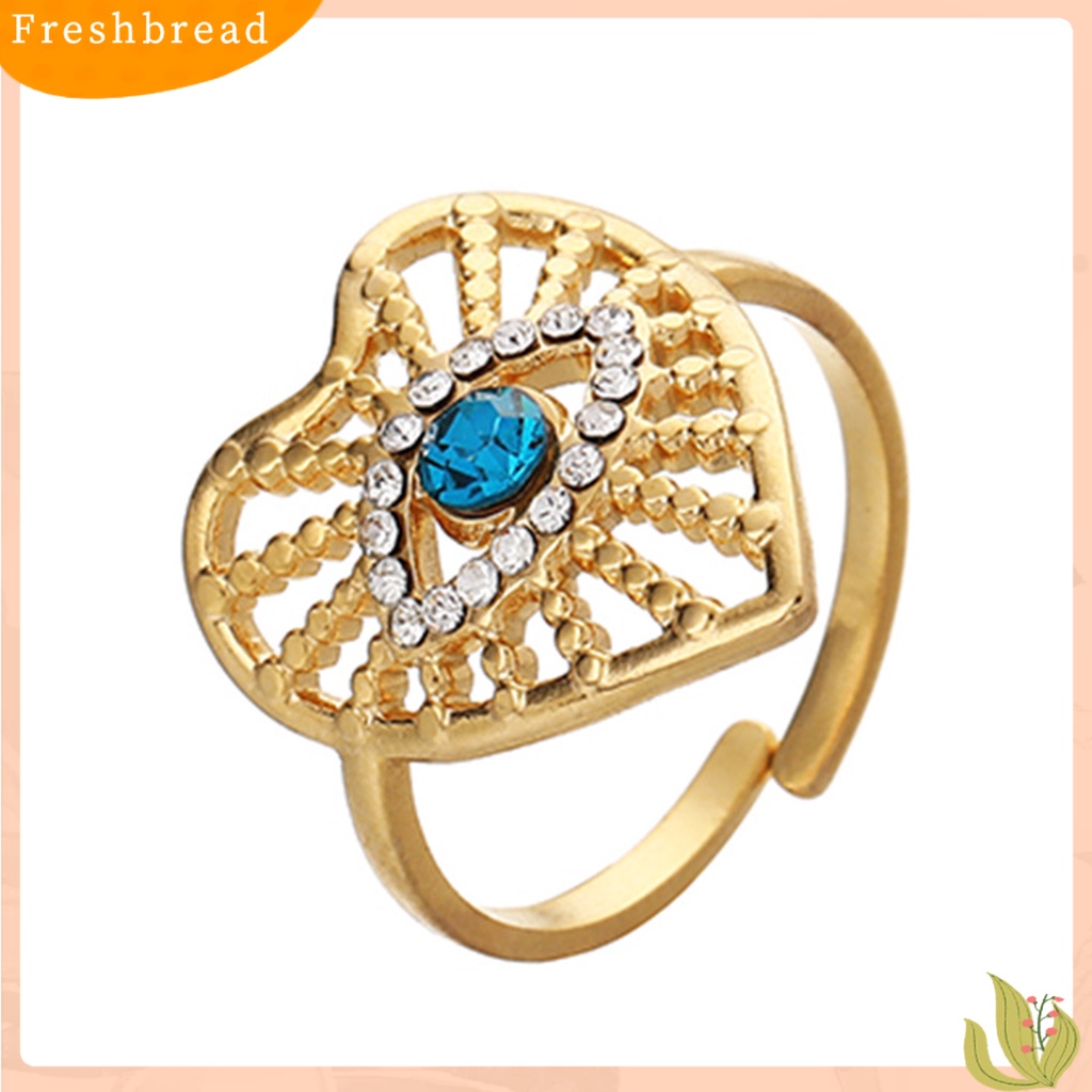 &lt; Freshbread &gt; Cincin Perempuan Bentuk Hati Berlian Imitasi Poles Hypoallergenic Electroplating Dress Up Perhiasan Aksesori Wanita Sederhana Berongga Pembukaan Cincin Untuk Pesta,