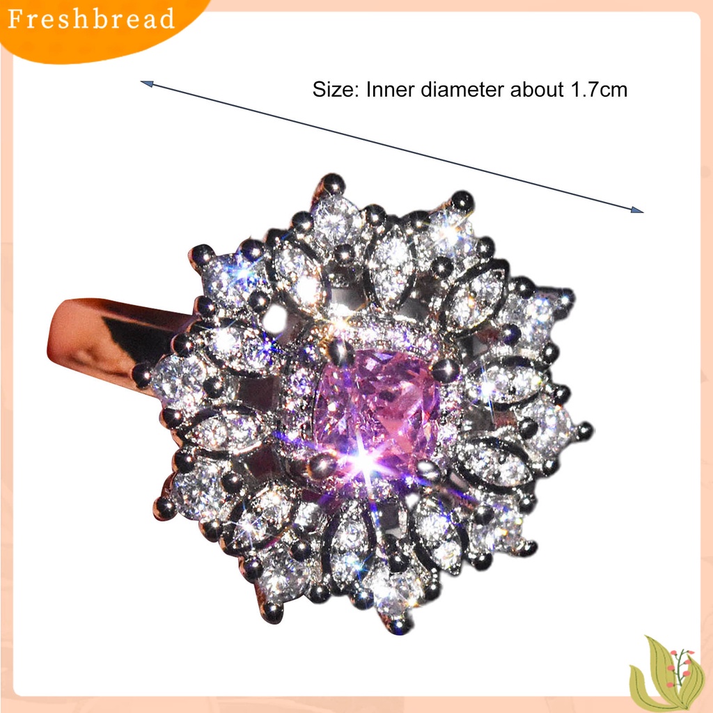 &lt; Freshbread &gt; Wanita Cincin Bentuk Bunga Imitasi Moissanite Perhiasan Berlian Imitasi Penampilan Fashion Finger Ring Untuk Pernikahan