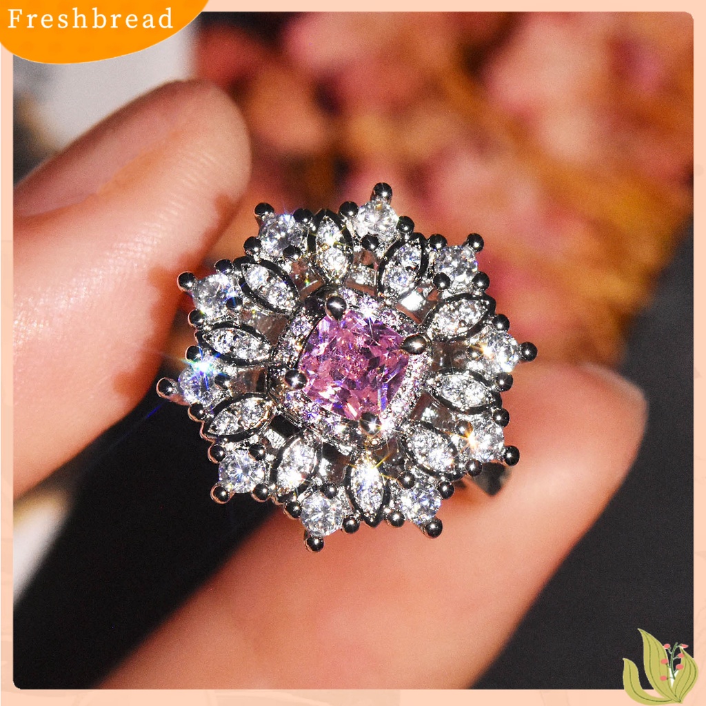 &lt; Freshbread &gt; Wanita Cincin Bentuk Bunga Imitasi Moissanite Perhiasan Berlian Imitasi Penampilan Fashion Finger Ring Untuk Pernikahan