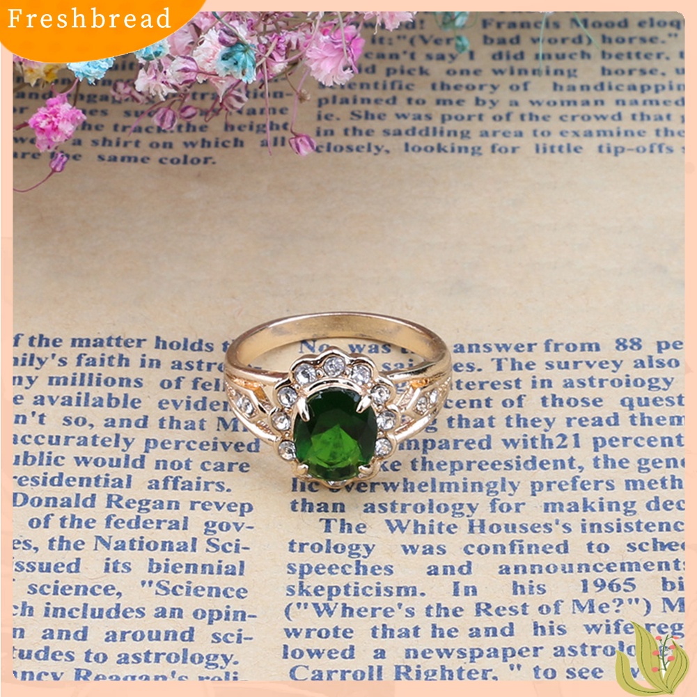 &lt; Freshbread &gt; Vintage Emerald Berlian Imitasi Bertatahkan Perhiasan Wanita Cincin Pesta Pub Club Dekorasi Hadiah