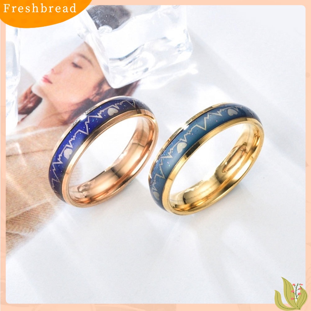 &lt; Freshbread &gt; Fashion Pria Wanita Mood Changing Color Heart Beat Cincin Pesta Perhiasan Couple Band