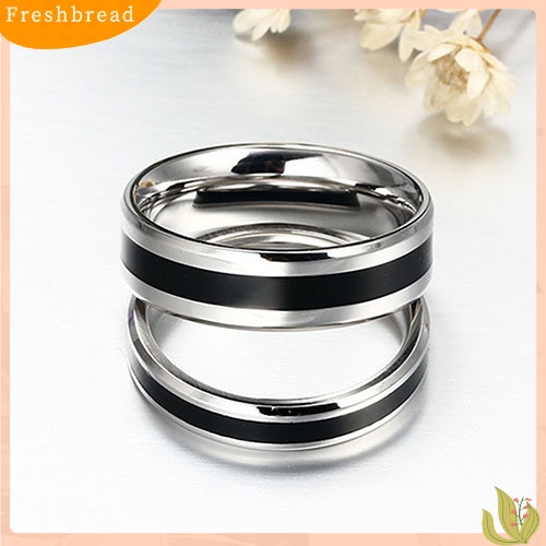 &lt; Freshbread &gt; Cincin Band Hitam Pria Wanita Titanium Anti Karat Fashion Perhiasan Hadiah Kekasih