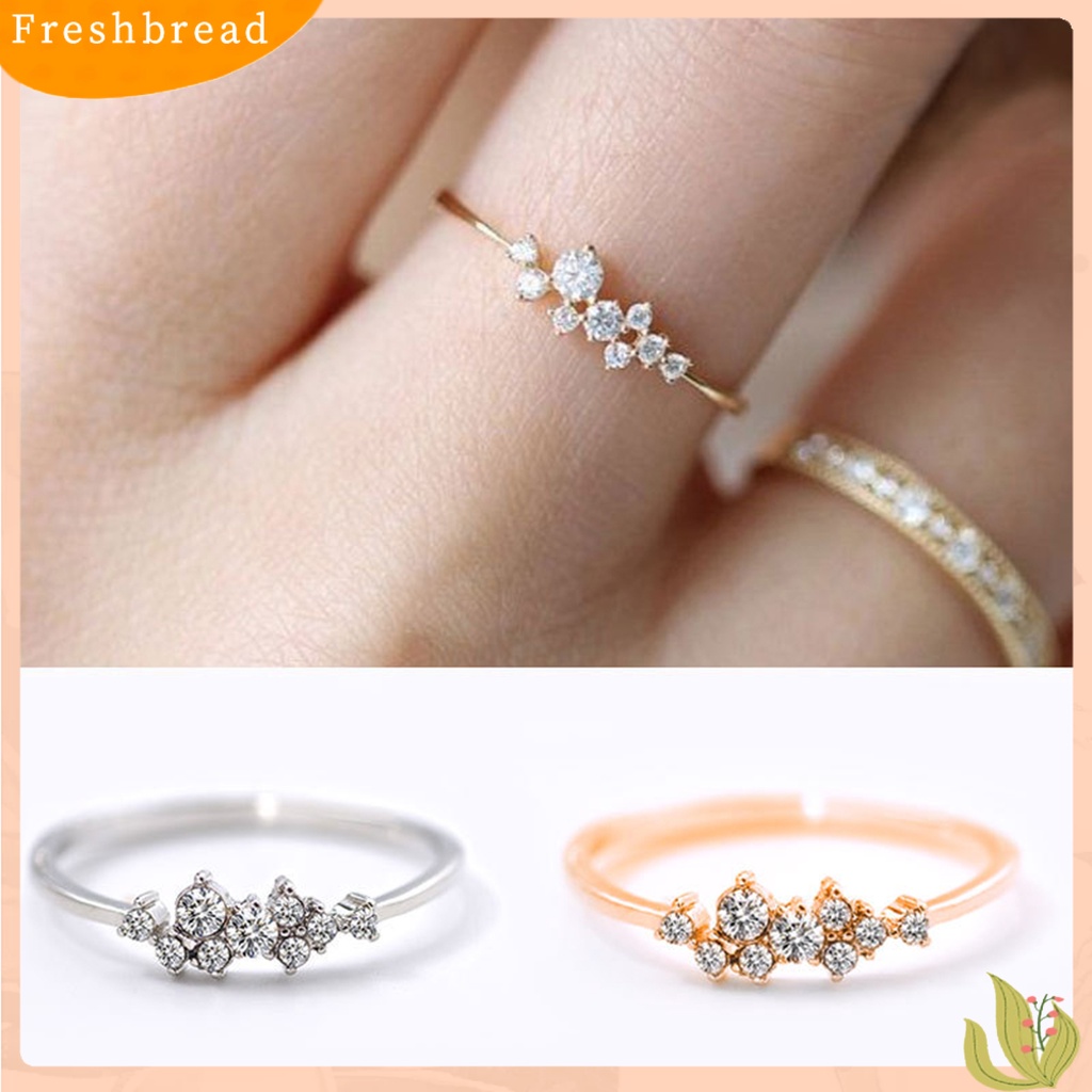 &lt; Freshbread &gt; Wanita Romantis Sederhana Berlian Imitasi Tipis Cincin Pertunangan Aksesori Perhiasan