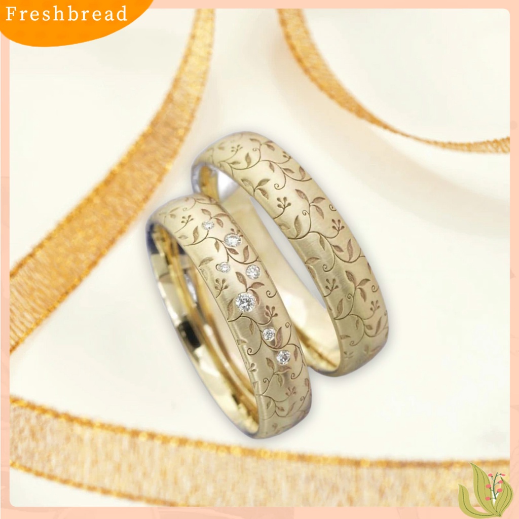 &lt; Freshbread &gt; Cincin Jari Bunga Ukir Elegan Pengerjaan Indah Pasangan Cincin Band Ukiran Untuk Hadiah