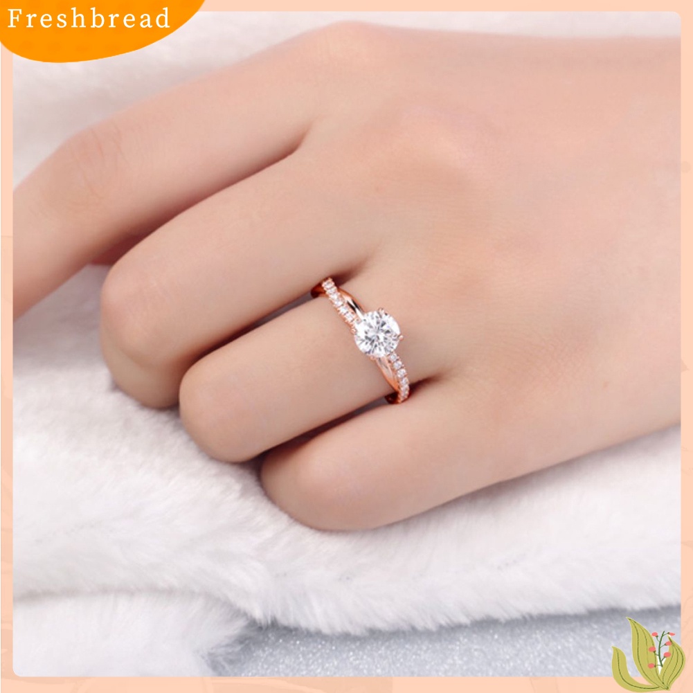 &lt; Freshbread &gt; Wanita Bulat Berlian Imitasi Bertatahkan Twist Jari Cincin Pernikahan Pertunangan Perhiasan Hadiah