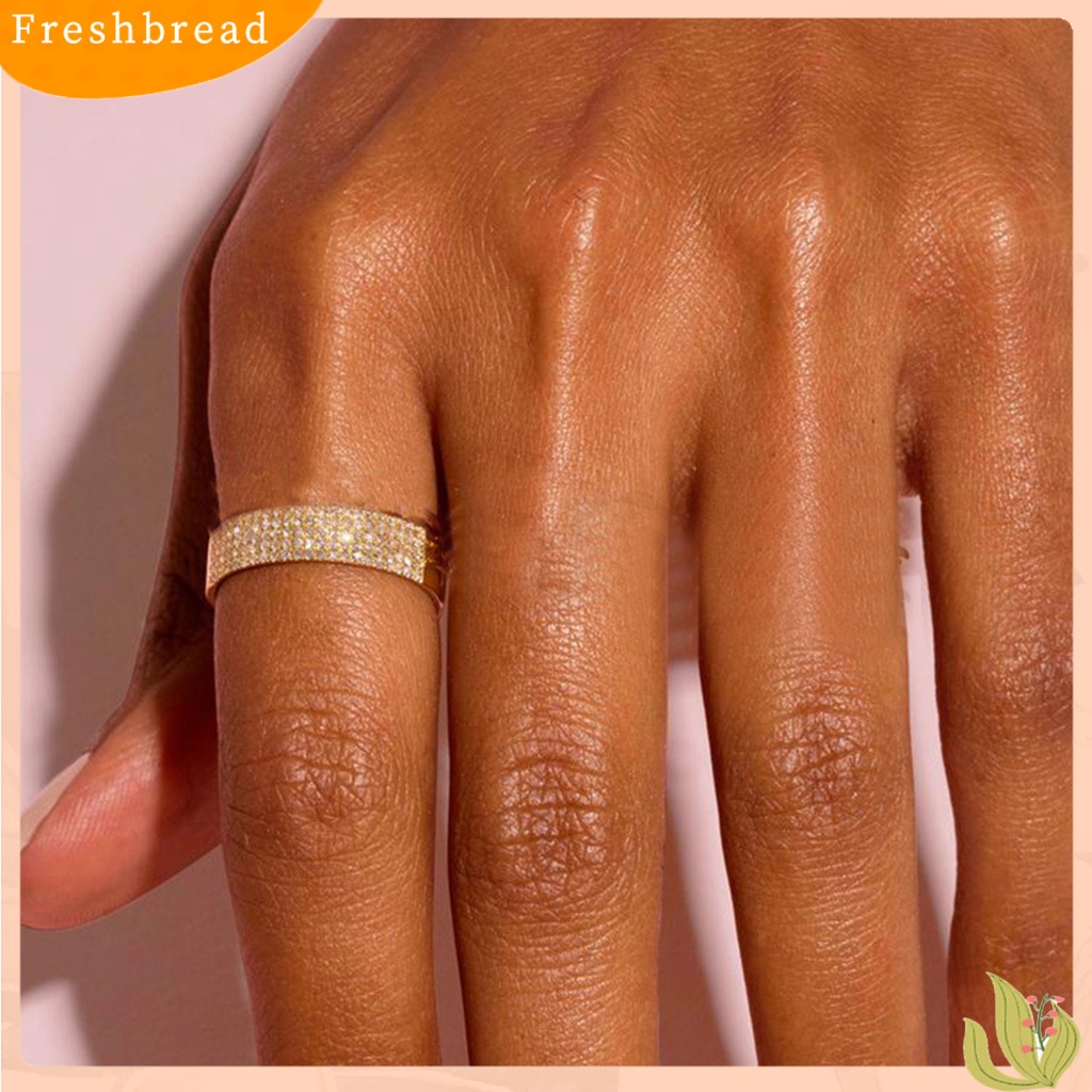 &lt; Freshbread &gt; Wanita Cincin High-end Stainless Indah Antikarat Kokoh Tidak Luntur Berlian Imitasi Mengkilap Permukaan Halus Colorfast Lady Finger Ring Hadiah