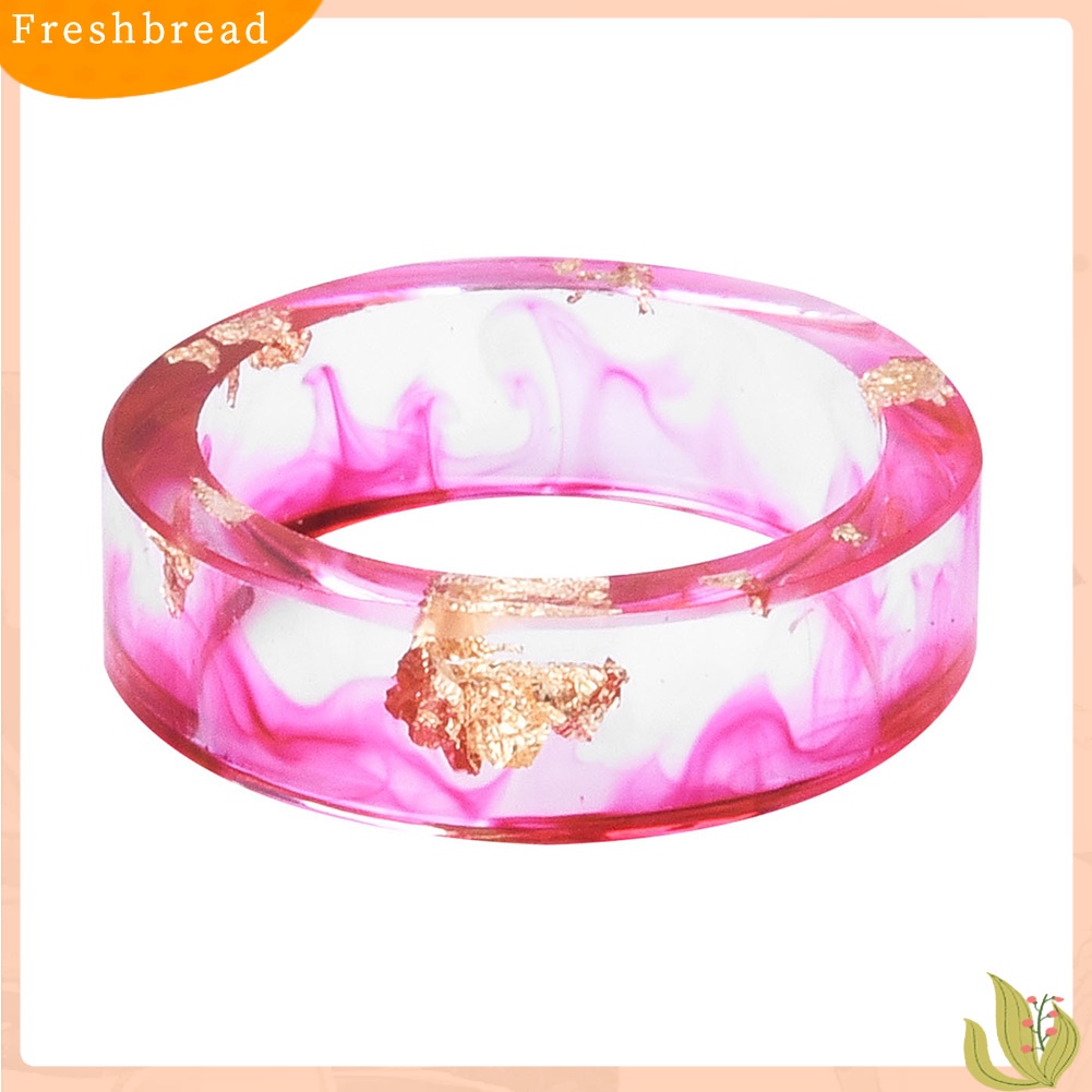 &lt; Freshbread &gt; Unisex Fashion Warna-Warni Tinta Foil Emas Transparan Resin Cincin Pesta Perhiasan Hadiah