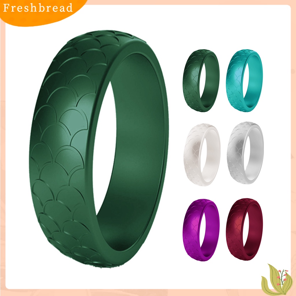 &lt; Freshbread &gt; 2Pcs Wanita Pola Sisik Ikan Ulang Tahun Silikon Cincin Pernikahan Band Aksesori