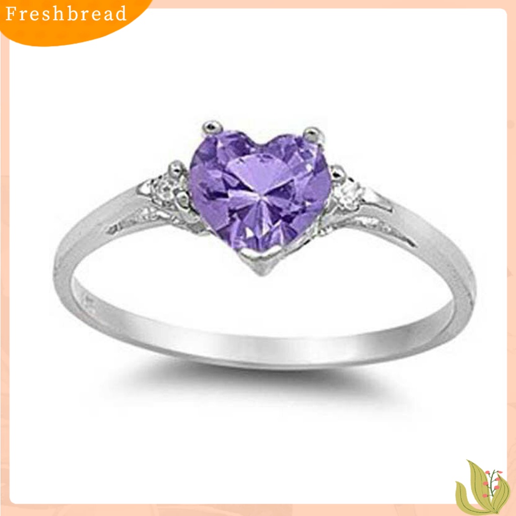 &lt; Freshbread &gt; Wanita Cincin Shiny Cubic Zirconia Hias Temperamen Geometris Kilau Terang Dekorasi Emerald Berbentuk Hati Janji Cincin Fashion Perhiasan Untuk Pacar