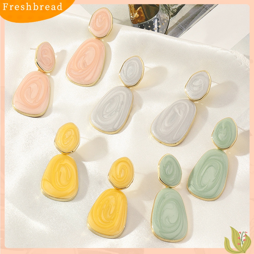 &lt; Freshbread &gt; Anting Warna Permen All-match Garis Kecil Anting Tetes Segar Menawan Untuk Club