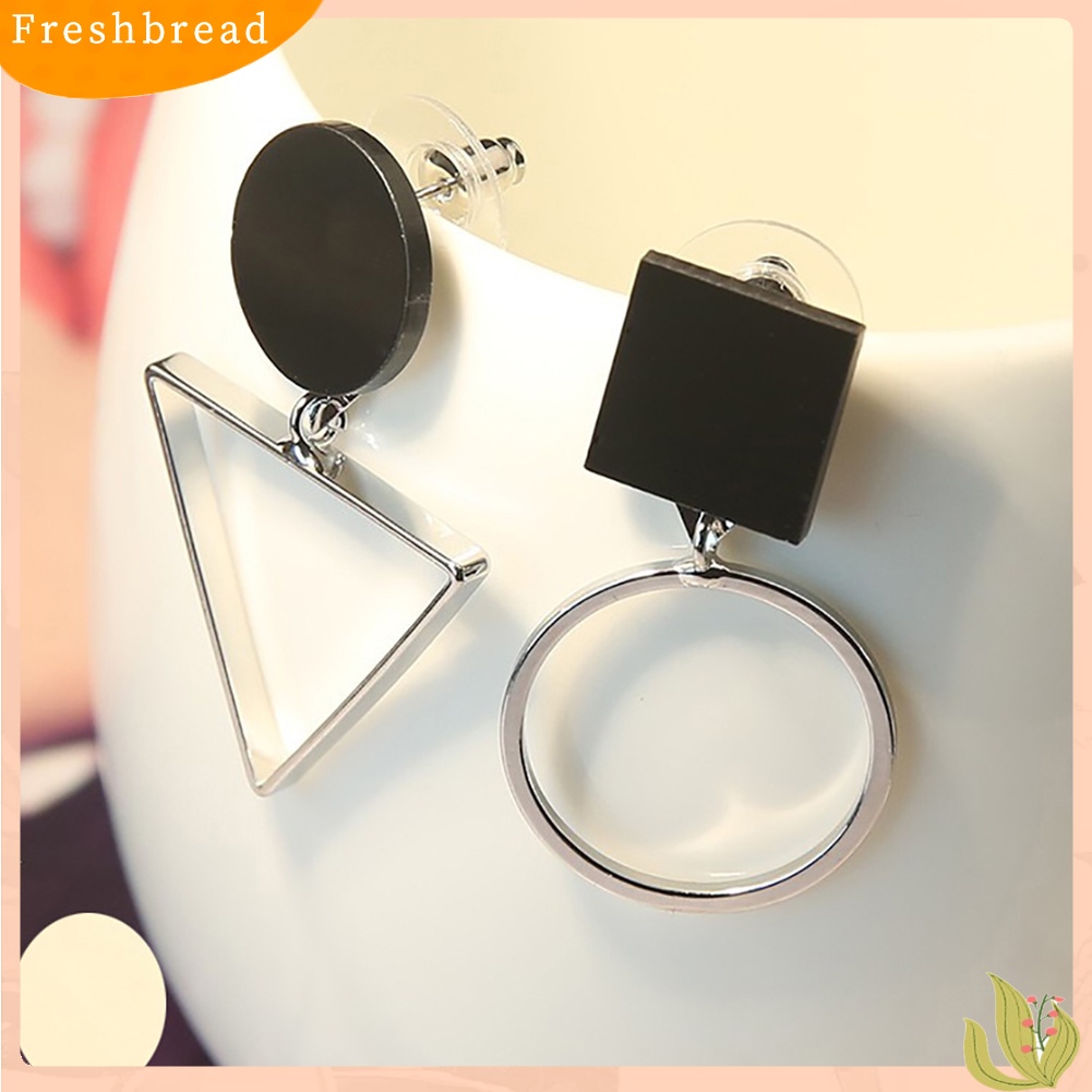 &lt; Freshbread &gt; Kreatif Wanita Asimetris Anting Geometris Segitiga Lingkaran Club Pesta Eardrop