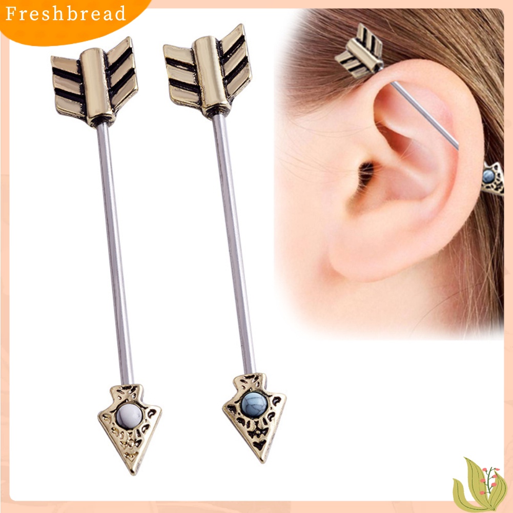 &lt; Freshbread &gt; Retro Panah Perancah Industri Bar Telinga Tulang Rawan Helix Barbel Piercing Perhiasan