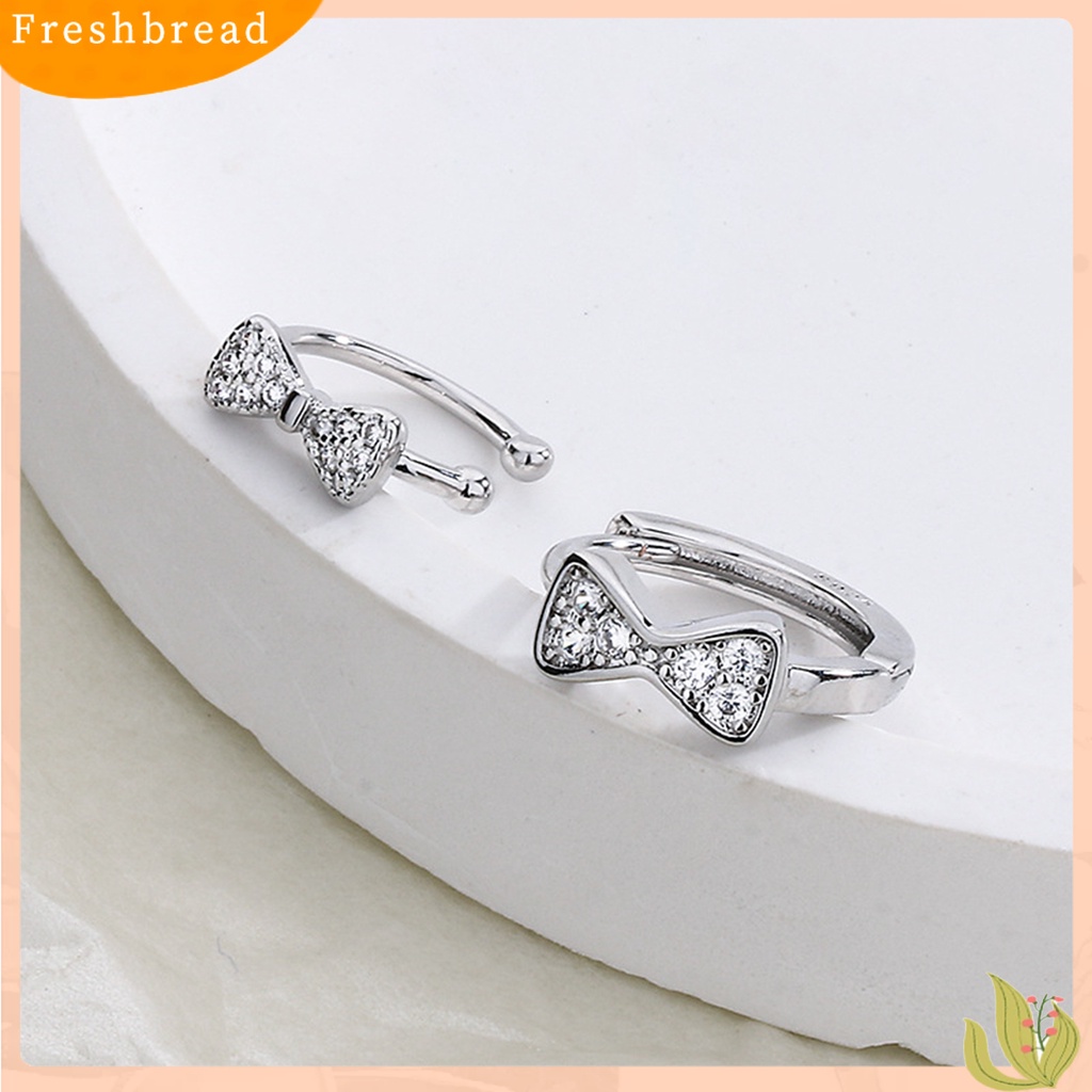 &lt; Freshbread &gt; 1Pc Ear Clip Bow Rhinestones Jewelry Anting Gaya Perancis Bersinar Untuk Pesta Perjamuan Pernikahan Prom