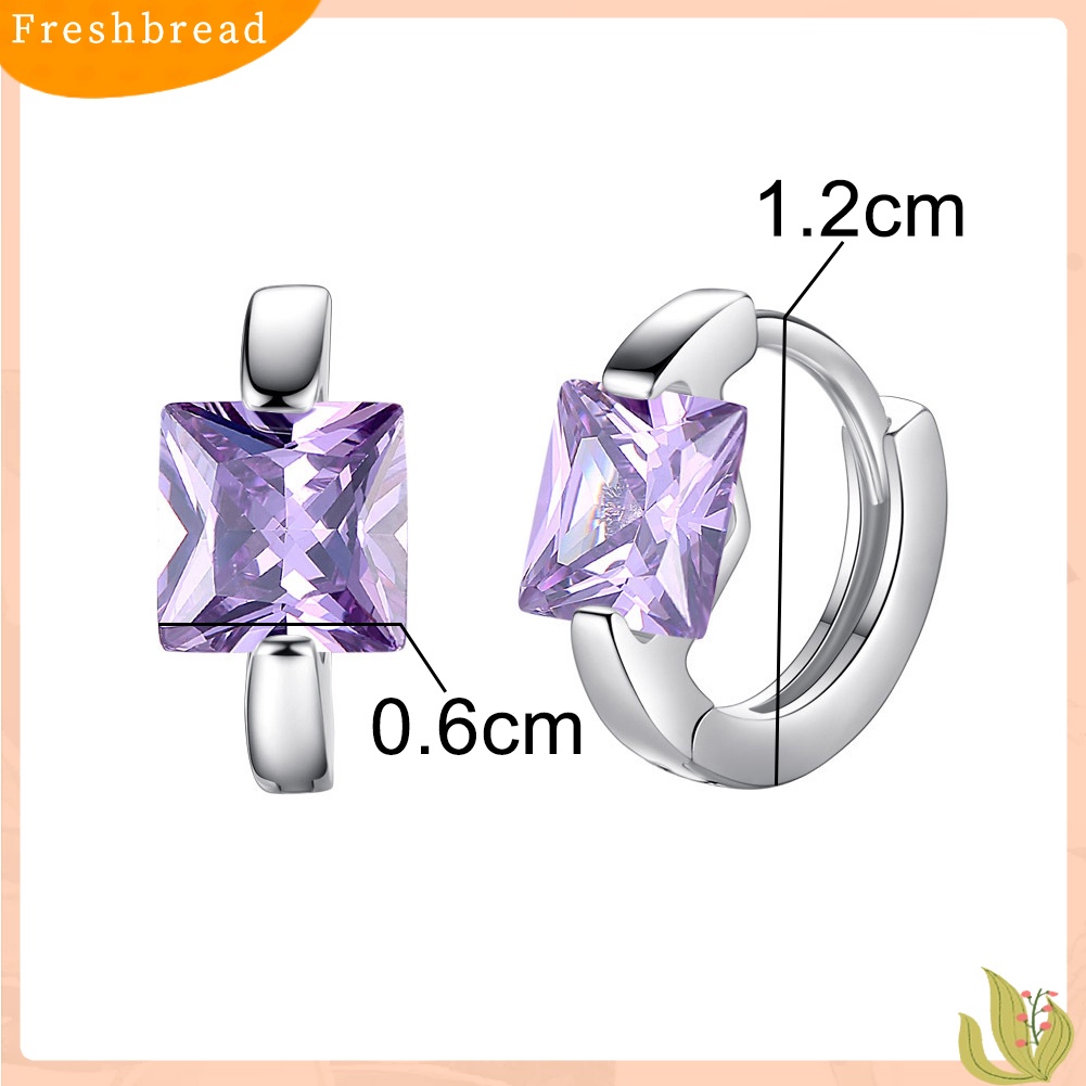 &lt; Freshbread &gt; Fashion Wanita Cubic Zirconia Hias Huggie Anting Hadiah Perhiasan Pesta Pernikahan