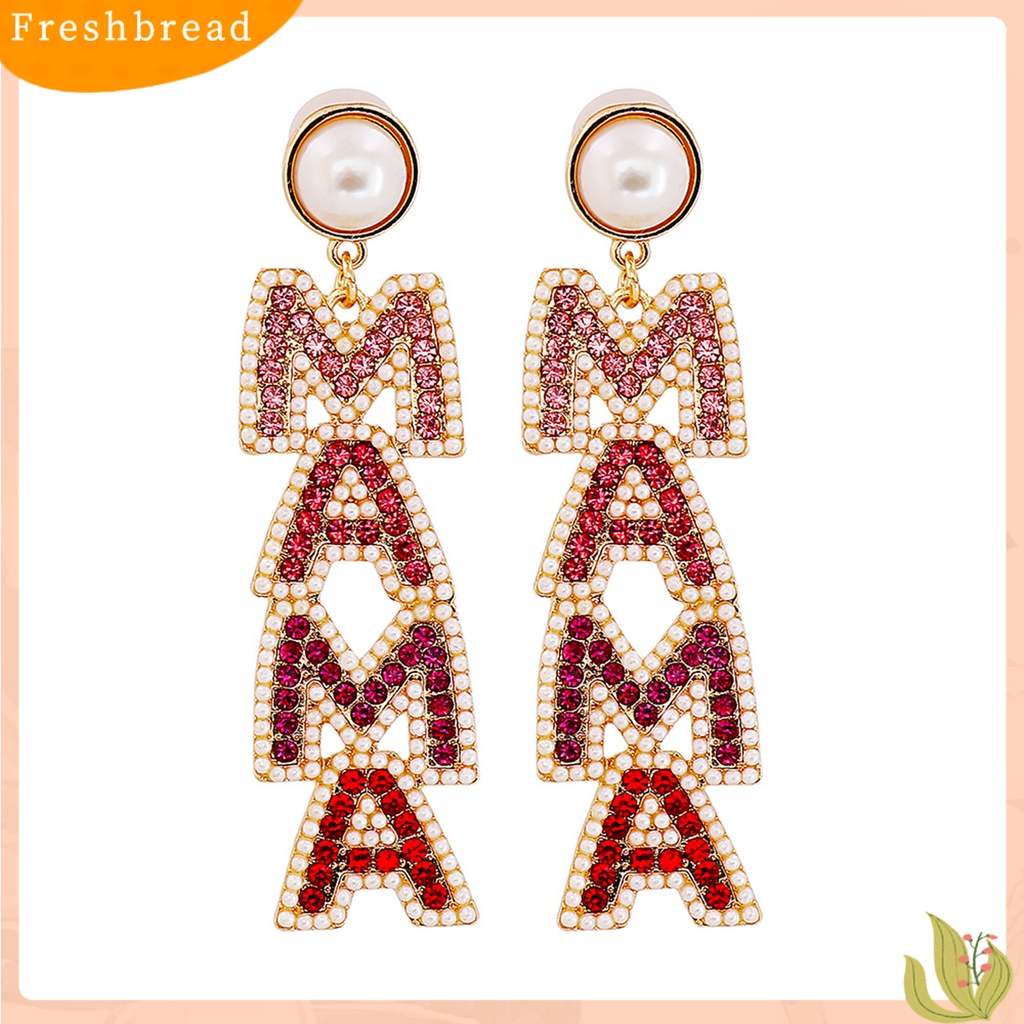 &lt; Freshbread &gt; 1pasang Anting Menjuntai Huruf Berlian Imitasi Berlebihan Anting Drop Panjang Elegan Untuk Pernikahan