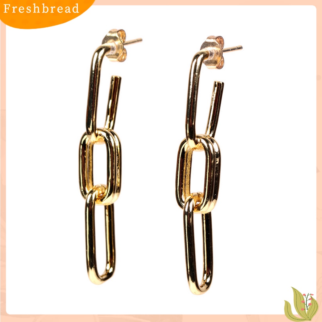 &lt; Freshbread &gt; 1pasang Menjuntai Anting Persegi Panjang Liontin Rantai Retro Berkilau Pengerjaan Halus Dekorasi Kepribadian Vintage Berlian Imitasi Niche Stud Earrings Perhiasan Aksesori