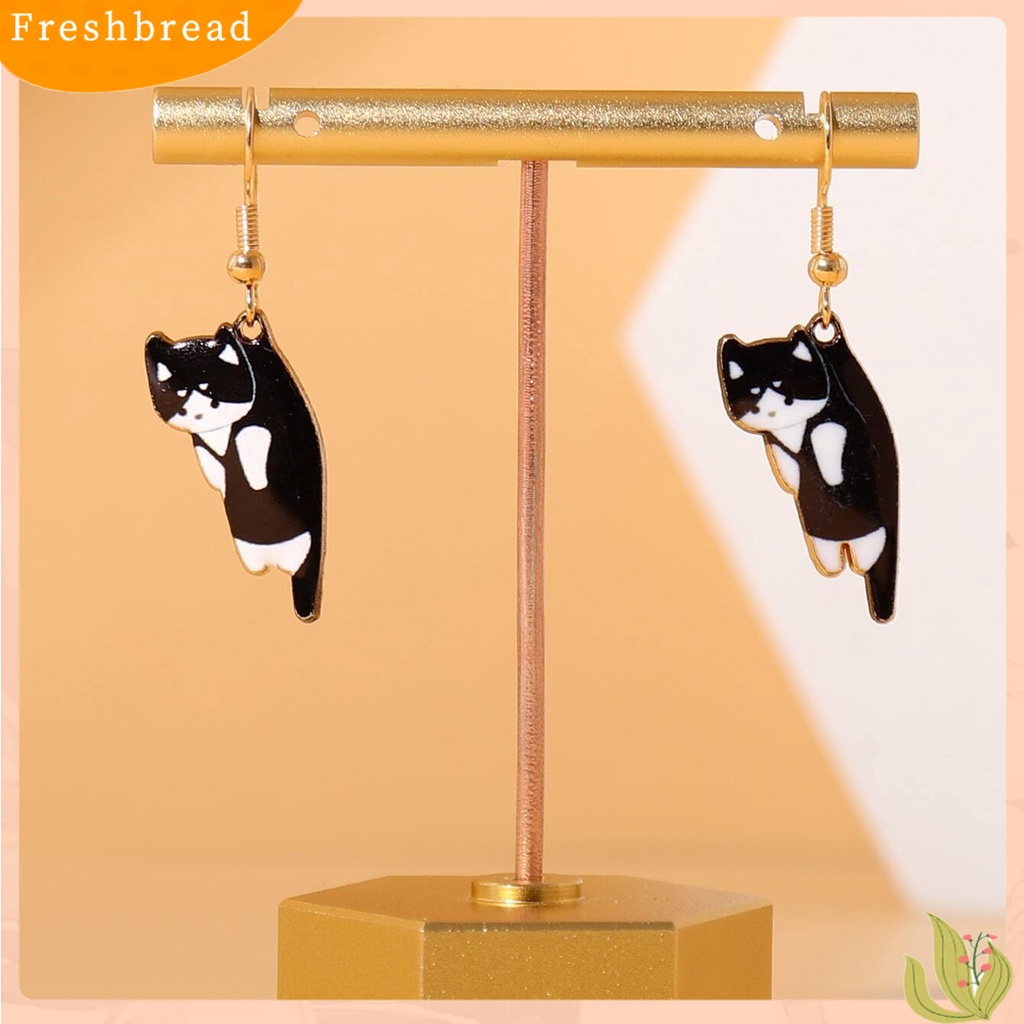 &lt; Freshbread &gt; 1pasang Anting Kait Perhiasan Lapis Hewan Kartun Kilau Terang Drop Earrings Untuk Pacaran