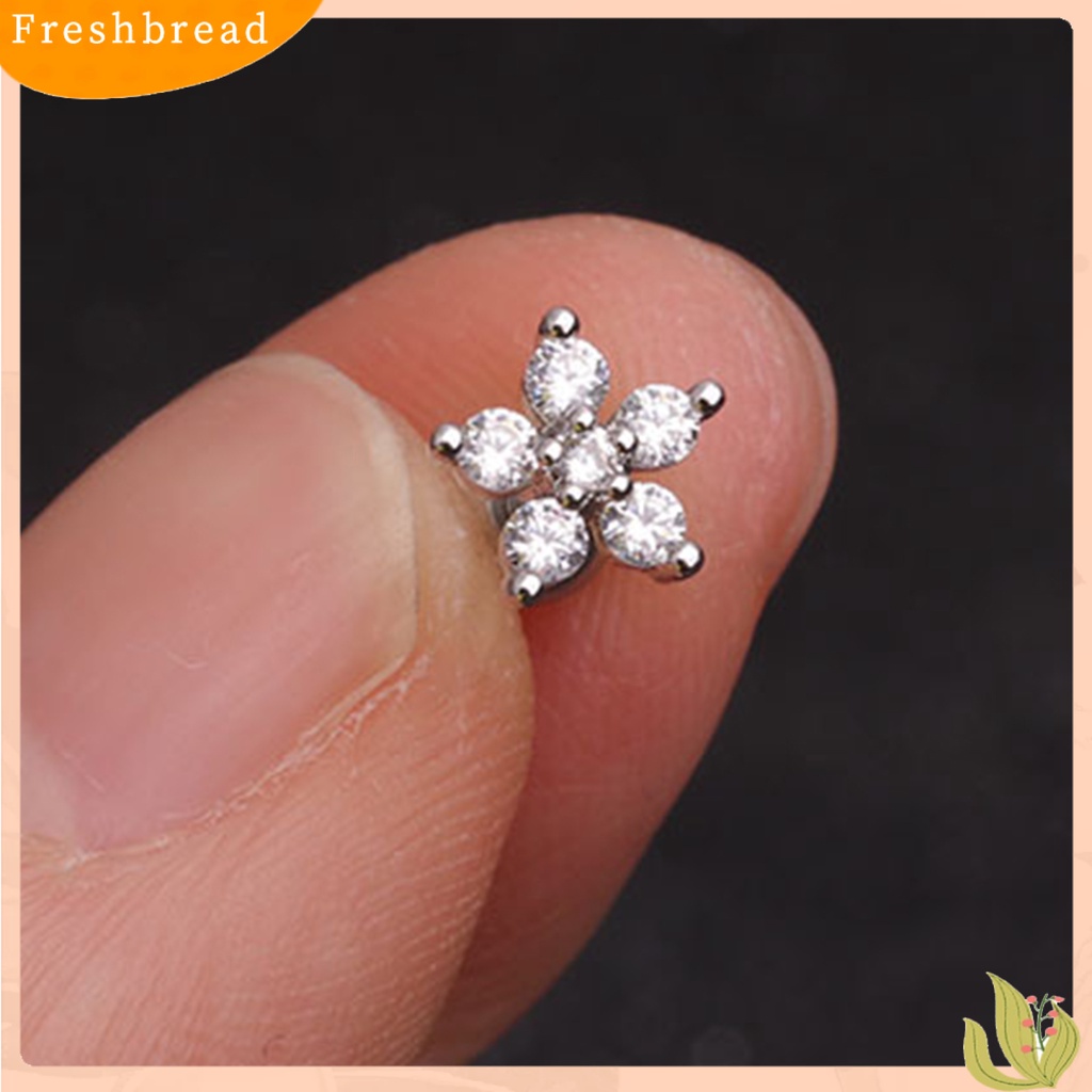 < Freshbread > 1Pc Perhiasan Tusuk Bentuk Bunga Ear Stud Gaya Korea Anting Tusuk Berkilau Untuk Pesta