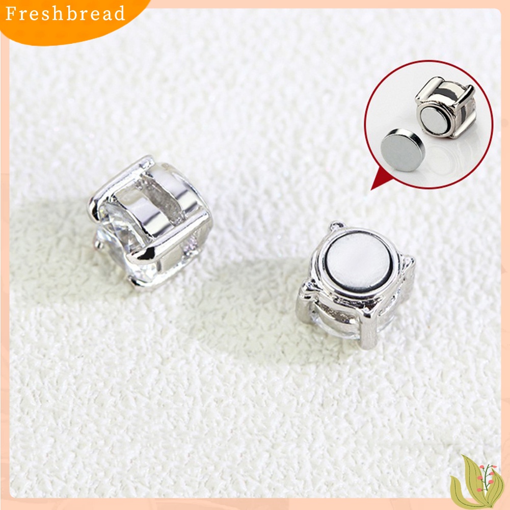 &lt; Freshbread &gt; Pria Wanita Berlian Imitasi Hias ic Ear Stud Earrings Non Piercing Perhiasan Hadiah