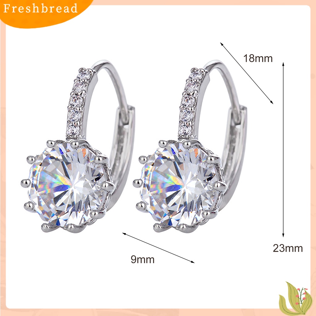 &lt; Freshbread &gt; 1pasang Zirconia Cubic Shining Women Earrings Metal Kecil Bulat Telinga Tetes Perhiasan Aksesoris