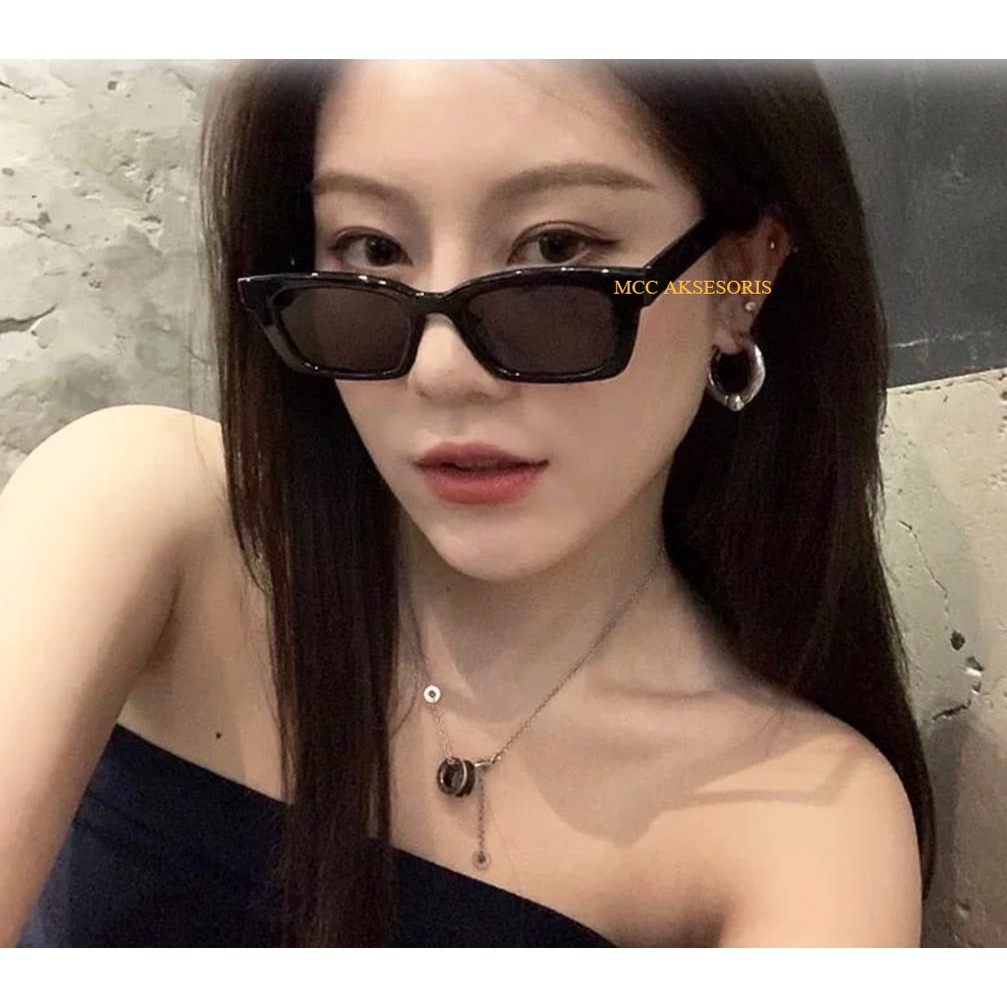 MCC Kacamata Hitam Persegi PanjangKacamata Retro Vintage Kacamata Hitam Swag Fashion Trendy