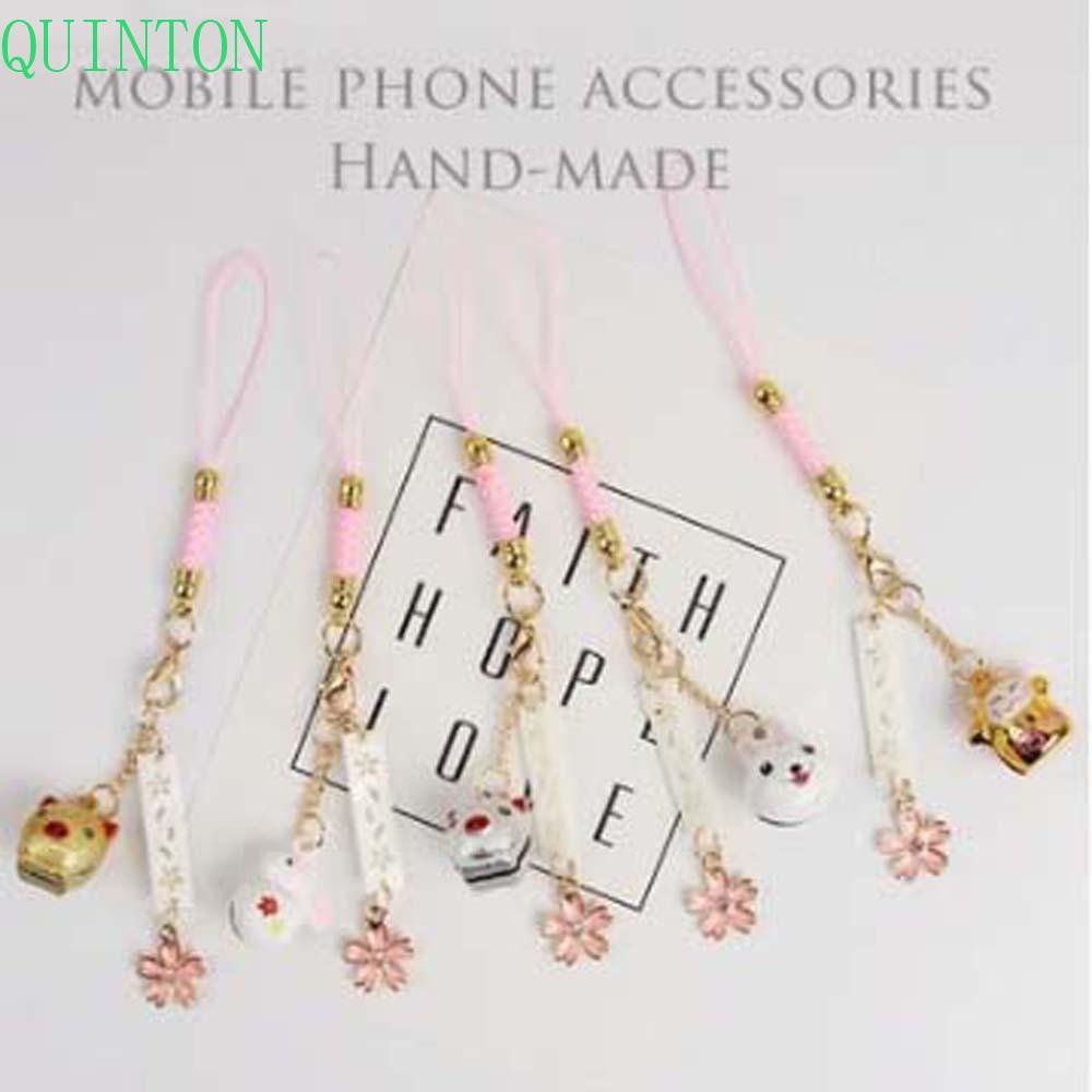 QUINTON Cute Lanyard Keychain Couple Gift Key Ring Keys Holder Rabbit Bunny Mobile Phone Straps Bag Pendant Tradition Cat Good Luck Phone Pendant