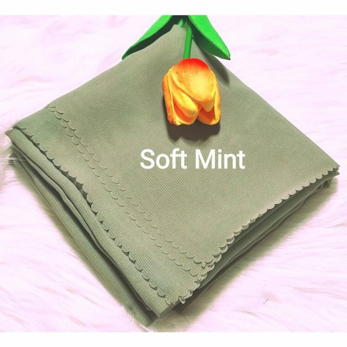 TERLARIS Hijab Nina Segiempat Lasercut Jumbo Syar'i 2/Jilbab Segiempat/Kerudung - SOFT MINT