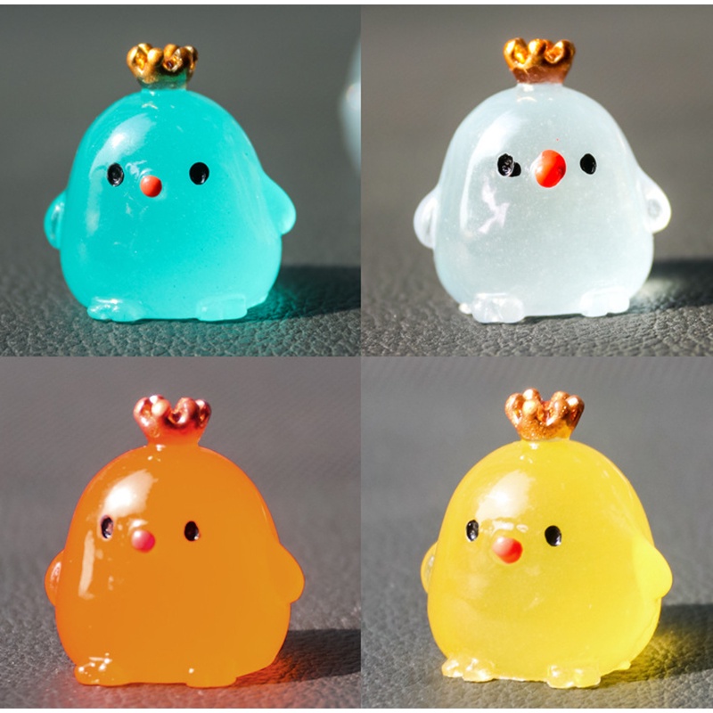 Kartun Ayam Mainan Tahan Air self-adhesive Auto Dashboard Spion Dekorasi Aksesoris Bercahaya Mahkota Ayam Ornamen Hias Kreatif Resin Glow Ayam