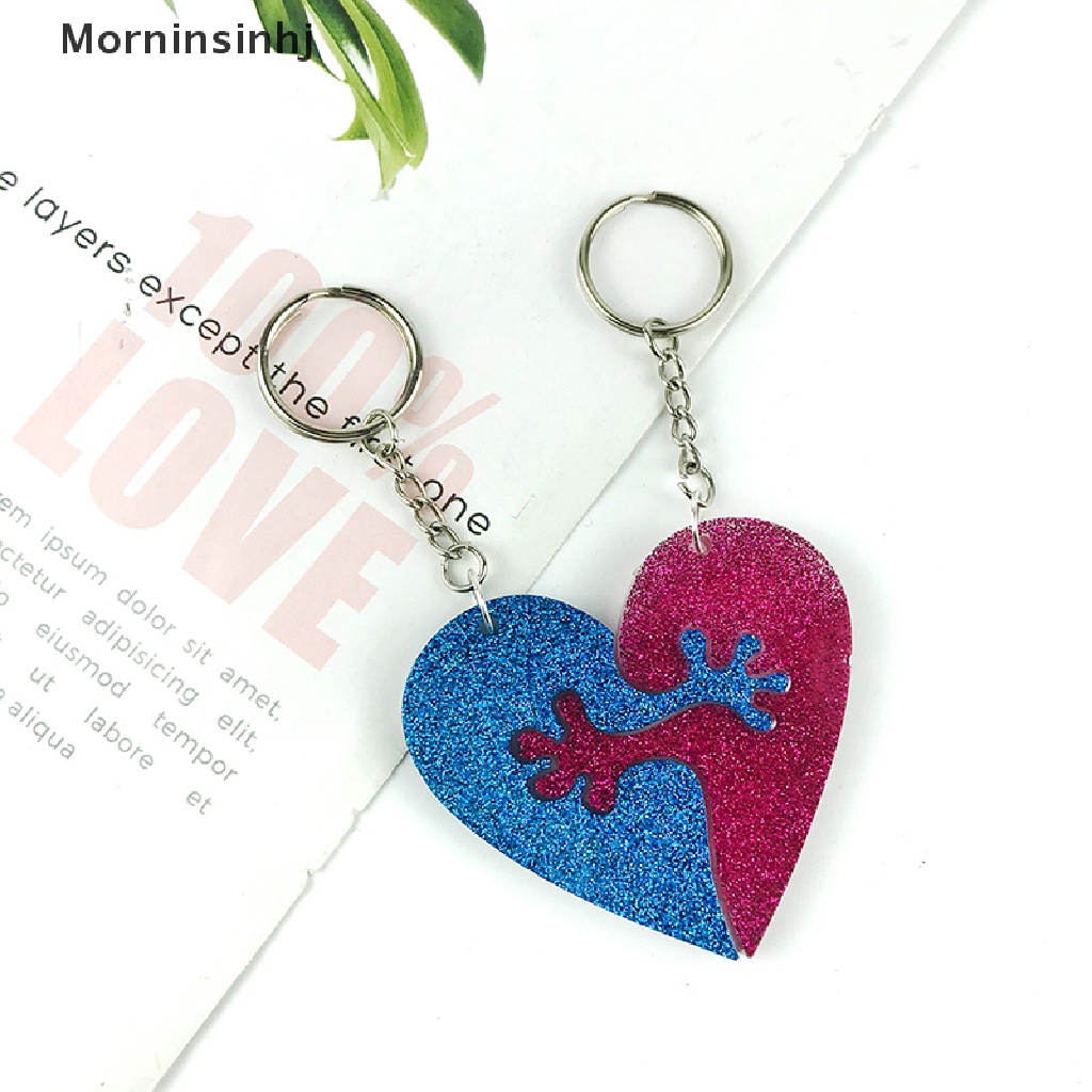 Mornin Cetakan Silikon Hati Resin Cetakan Gantungan Kunci Liontin Silicone Mold DIY Valene's Day Key Charm Puzzle Love Keychain Silicone Mold id