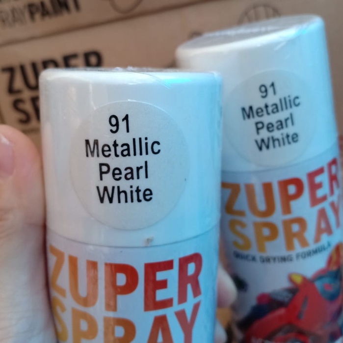 Zuper Spray Paint Pilok Pilox Warna Pearl White / Putih Mutiara Metalik (P 91) 150cc/150ml