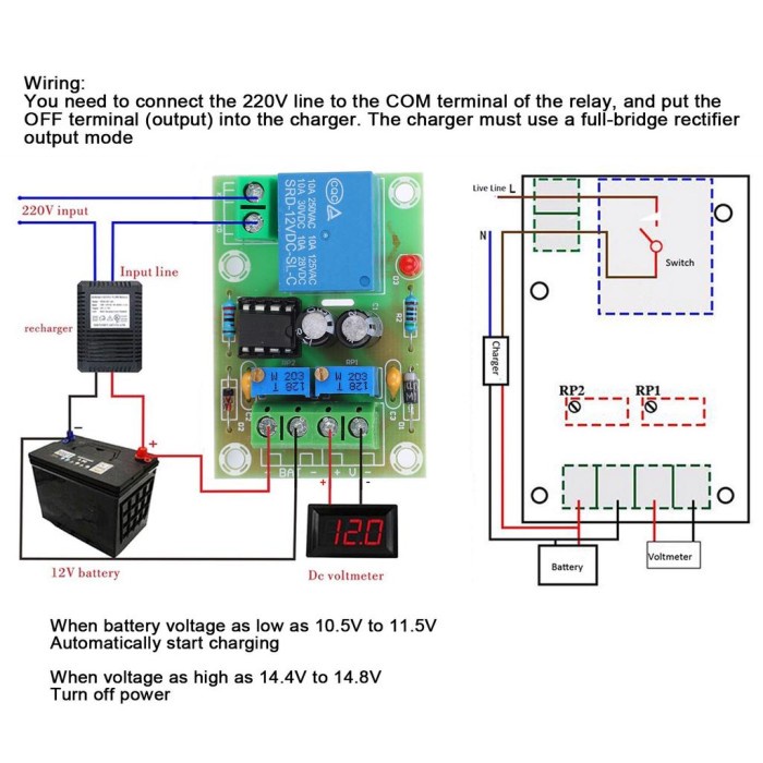 Charger Control Auto Cut Off XH-M601 Modul Otomatis Cas Battery Aki