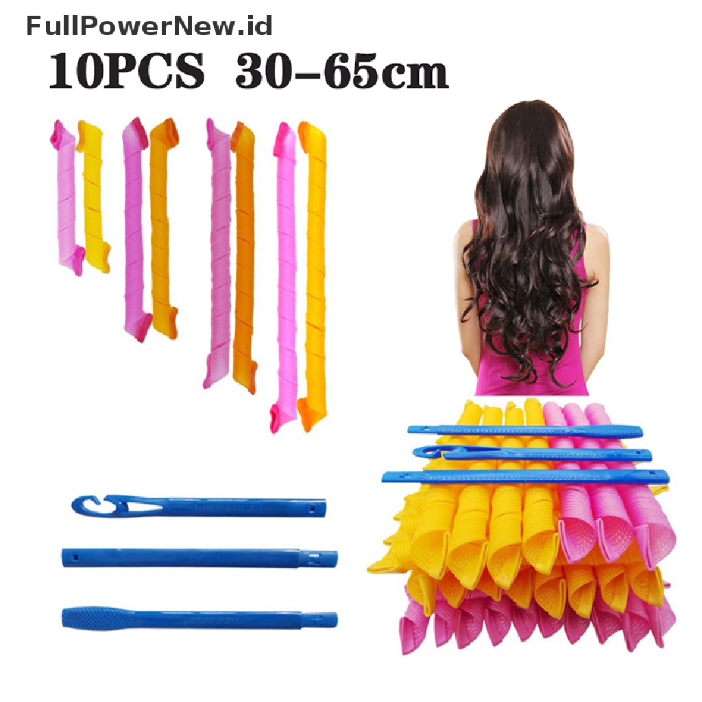 Power 10PCS (30-65cm) Rol Rambut Bentuk Siput Bukan Waveform Spiral Round Curl Hair tool ID