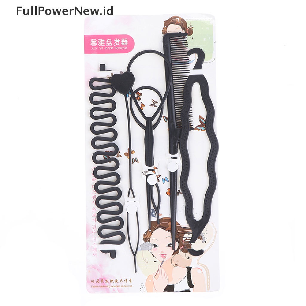 Power 6pcs/set Alat Mengepang Gaya Rambut Tarik Melalui Rambut Disk Sisir Rambut ID