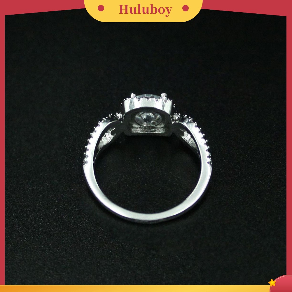 {Ready Stock} Mewah Wanita Cubic Zirconia Bertatahkan Cincin Jari Persegi Hadiah Perhiasan Pesta Pernikahan
